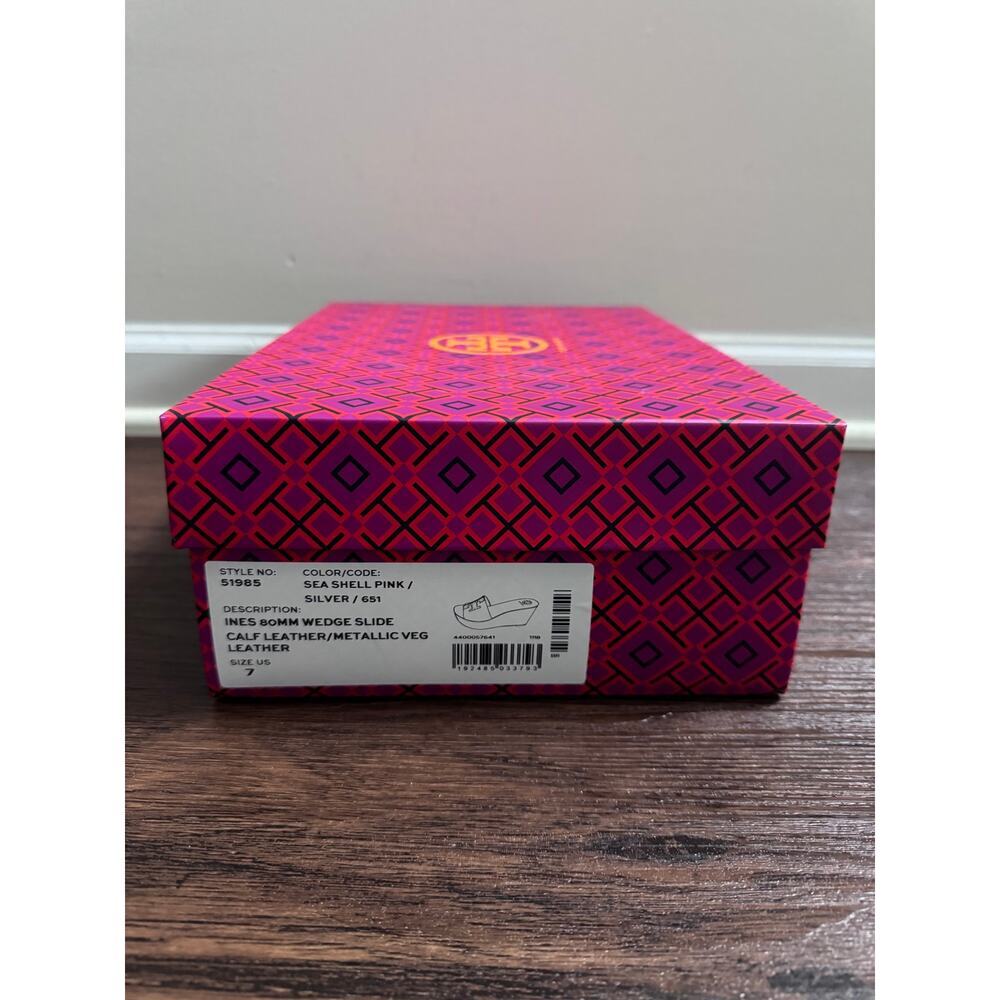 Tory Burch Pastel Pink Leather Upper/Lining and Wood Bottom Platforms - Picture 2 of 7
